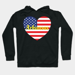 Arkansas American Flag Heart Hoodie